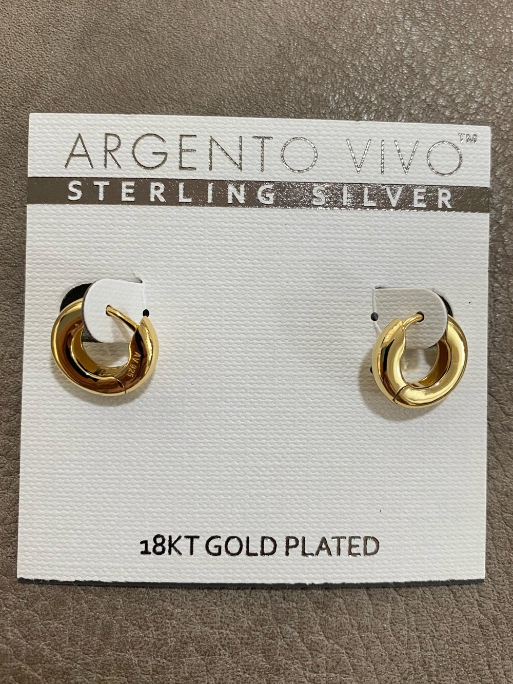 ARGENTO VIVO 18KT Gold Plated Small Huggie Hoop Earrings NWT